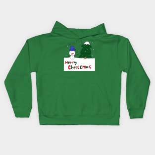 Merry Christmas, Snowman, Tree Kids Hoodie